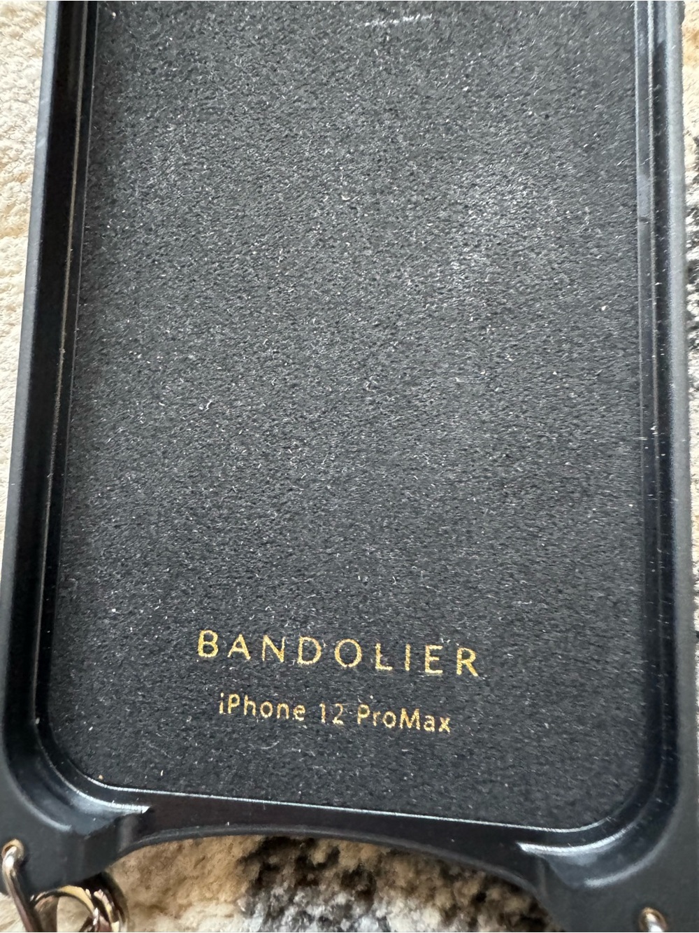 Bandolier Black Leather Card Crossbody Phone Case with Gold Accent - Picture 2 of 3
